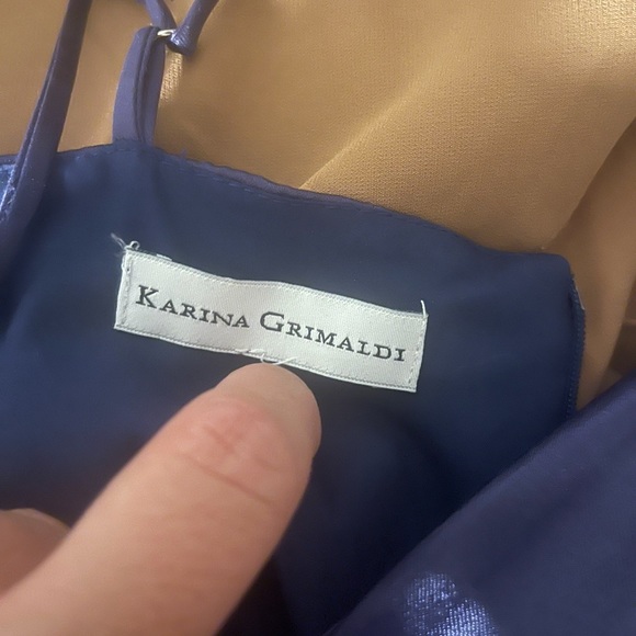 Karina Grimaldi blue silk lowcut romper size S - Picture 4 of 4